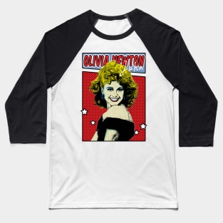 Olivia Newton John Pop Art Comic Style Baseball T-Shirt